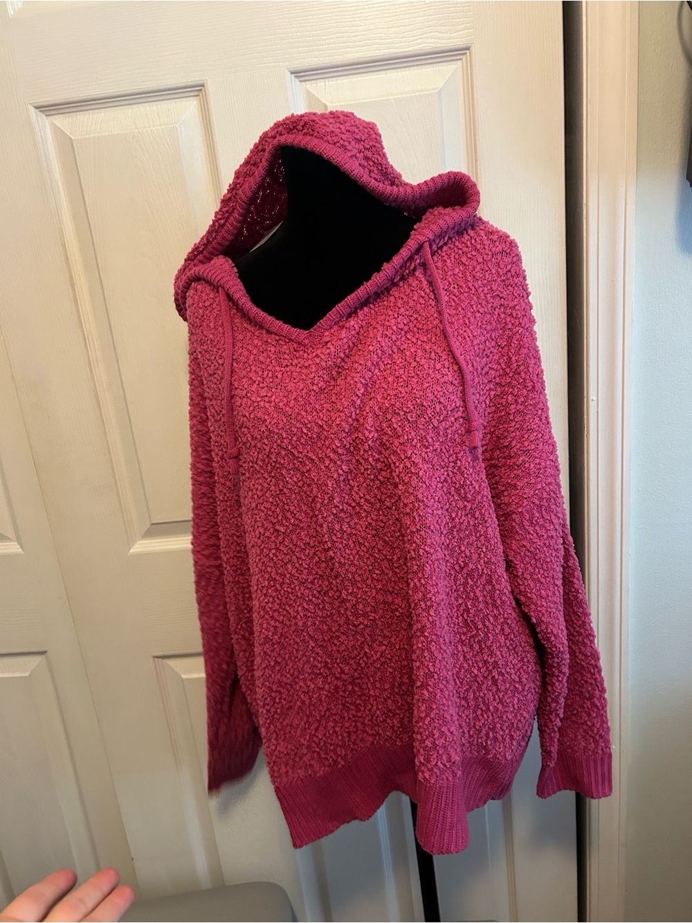 NWT Maurices Popcorn-Knit Hoodie Sweater in Hot Pink - Picture 2 of 7